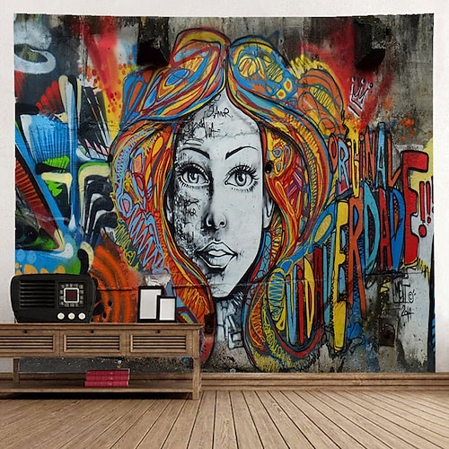 

Graffiti Wall Tapestry Art Decor Blanket Curtain Hanging Home Bedroom Living Room Decoration Polyester