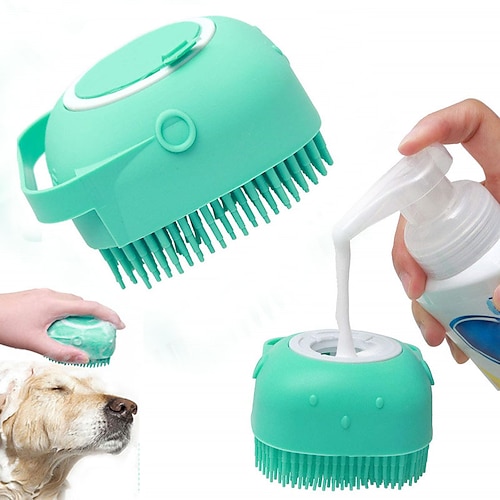 2 pièces chien chat toilettage brosse de bain brosse de massage avec savon et shampooing doux silicone gant chiens chats patte propre outils de bain couleur aléatoire