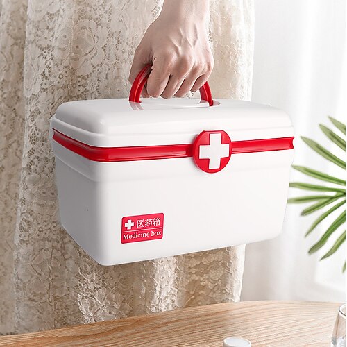 

Family Medicine Storage Box Portable Emergency Medicine Double-layer Emergency Full Set Of Medical Small Boxes