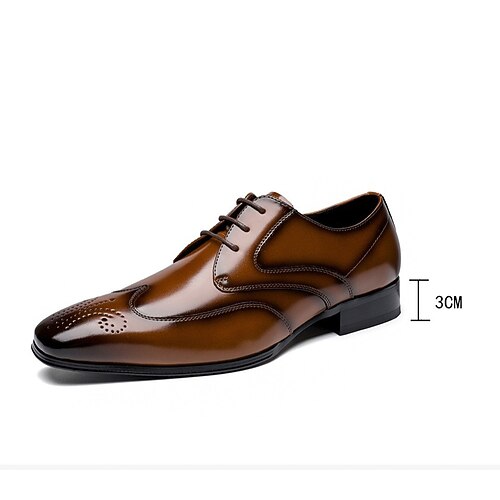 

Men's Oxfords Brogue Business Classic British Wedding Daily Party Evening Leather Black Light Brown Fall Winter Spring