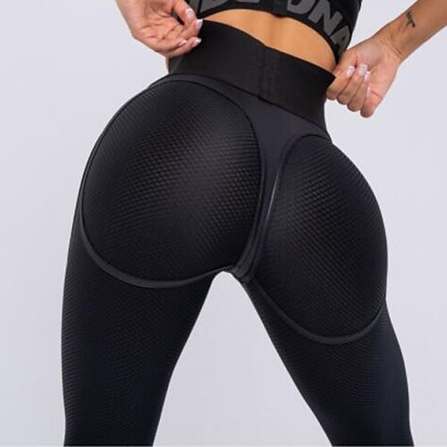 

Women's Yoga Pants Mesh Patchwork Tummy Control Butt Lift High Waist Yoga Fitness Gym Workout Leggings Bottoms Color Block Violet Black Green Spandex Sports Activewear High Elasticity Skinny