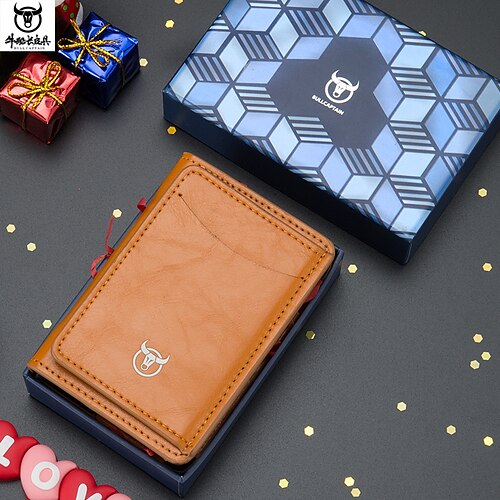 

Men's Retro Wallet PU Leather Solid Color Daily Office Career Dark Brown Blue Black Red