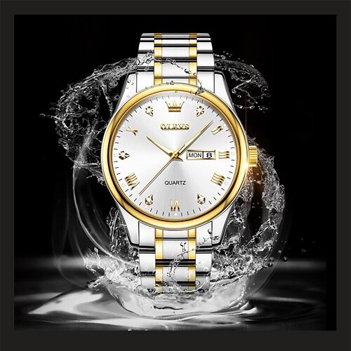 

OLEVS Quartz Watch Steel Band Watches for Men Analog Quartz Stylish Waterproof Calendar / date / day Noctilucent Alloy Stainless Steel / Large Dial