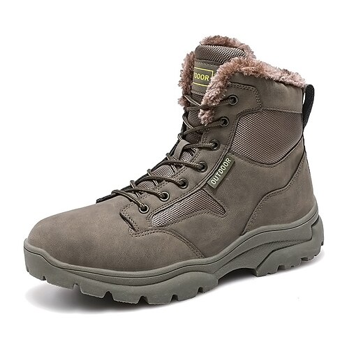 

Men's Hiking Shoes Sneakers Fleece Lining Hiking Climbing Outdoor Leather Fall & Winter Green Black / Round Toe
