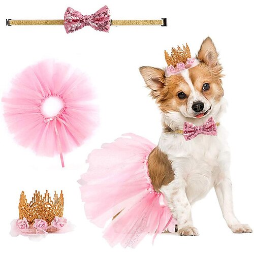 

Dog Tutu Skirt, Dog Birthday Party Supplies - Dog Birthday Hat - Dog Bowtie, Cute Pink Dog Birthday Outfit Girl , Dog Dresses for Small Dogs