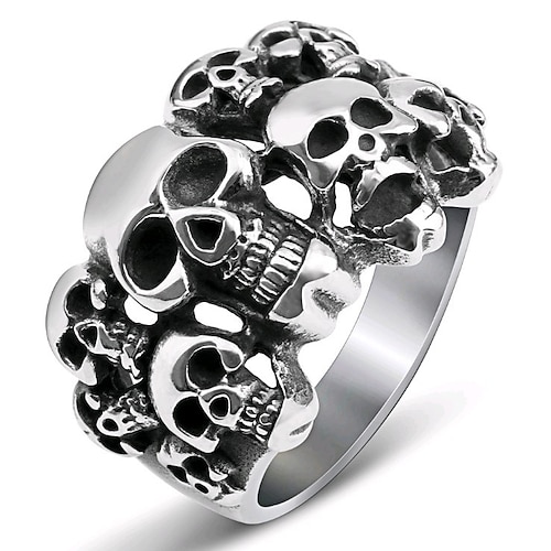 

Men's cross-border hot style skull ring domineering men's ghost ring vintage jewelry