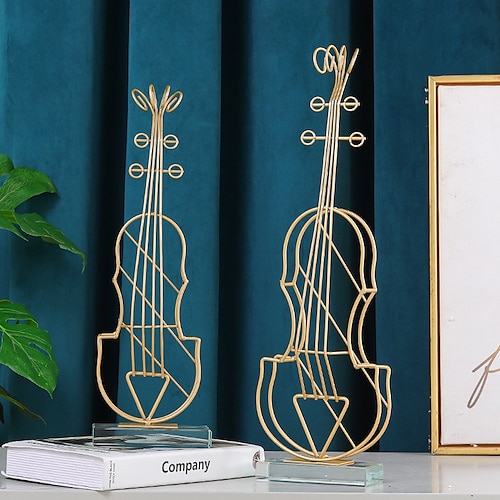 

Creative Light Luxury Wrought Iron Violin Ornaments Living Room Wine Cabinet Porch Desktop Home Decoration Metal Crafts Furnishings