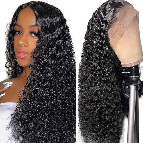 

Ishow Peruvian Human Hair Wig Natural Color Lace Frontal Wigs Middle Part T Lace Transparent Lace 1341 Deep Wave Pre Plucked Human Hair 180 Density 10-28 Inch