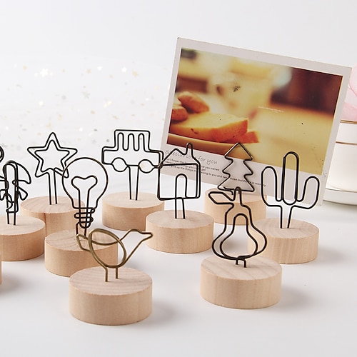 

10pcs/pack Photo Clips Holder Retro Log Note Holder Simple Cute Photo Holder Message Note Holder Home Decoration Ornaments Place Card Holder