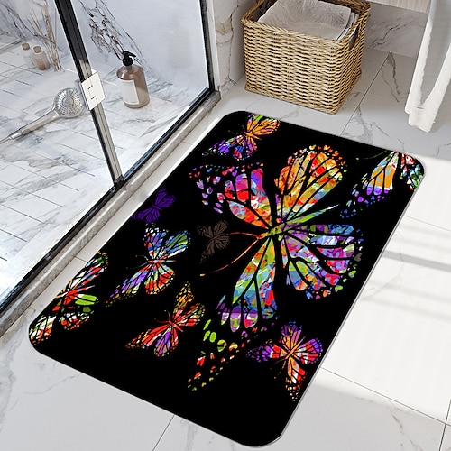 

Color Butterfly Series Digital Printing Floor Mat Modern Bath Mats Nonwoven / Memory Foam Novelty Bathroom