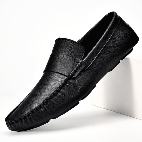 

Men's Loafers & Slip-Ons Leather Loafers Business Casual Classic Daily Nappa Leather Black Spring