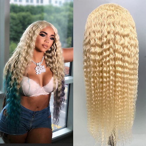 

150% 180% 13x4 Lace Deep Wave Blonde Human Hair Wig Deep Wave 613 Lace Frontal Wigs with Baby Hair Pre Plucked HD Transparent Lace Wig Deep Wave 613 Blond Human Hair Wigs for Black Women