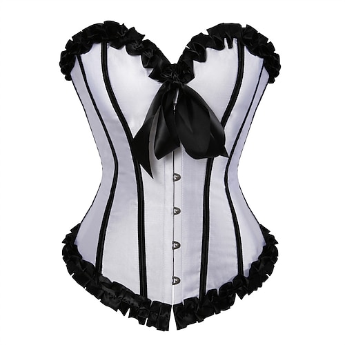 

Corset Women's Corsets Halloween Wedding Party Party & Evening Club Green White Black Comfortable Overbust Corset Hook & Eye Lace Up Backless Tummy Control Push Up Stripe All Seasons / Bow / Tie Back