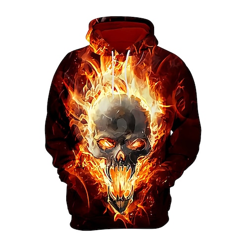 

Men's Unisex Hoodie Pullover Hoodie Sweatshirt Wine Hooded Skull Graphic Prints Flame Print Daily Sports 3D Print Designer Casual Big and Tall Spring & Fall Clothing Apparel Hoodies Sweatshirts