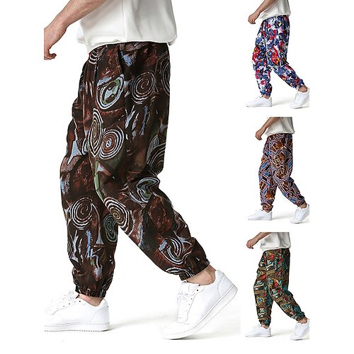 

Men's High Waist Yoga Pants Drawstring Pocket Cropped Pants Quick Dry Moisture Wicking Violet Red Brown Red Casual Yoga Fitness Gym Workout Summer Sports Activewear Stretchy / Athletic