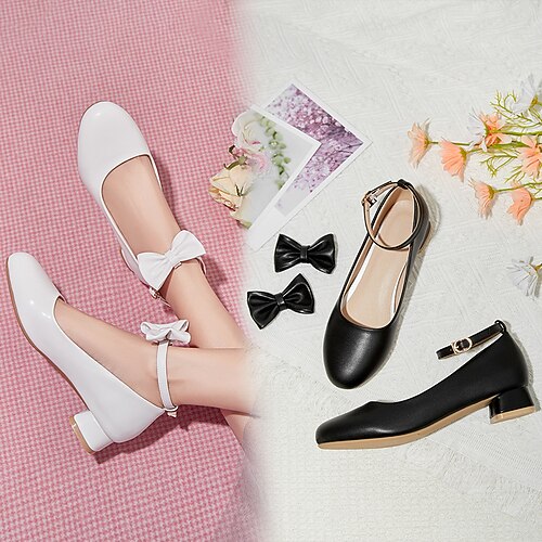 

Girls' Heels Flower Girl Shoes Princess Shoes PU Big Kids(7years ) Wedding Prom Flower White Black Pink Spring Summer