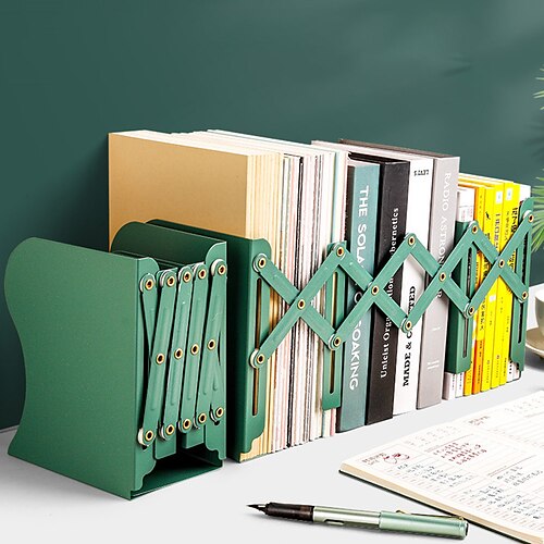 

Creative Metal Retractable Bookshelf Desk Student Book Holder Folding Bookends Storage Office School Supplies Book Organizer