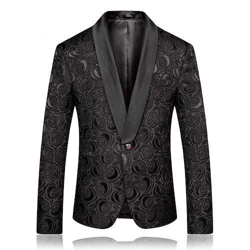 

Men's Casual Blazer Regular Regular Fit Print Black 2022 / Winter