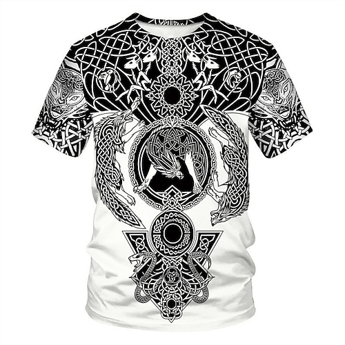 

duolifu unisex 3d printed cool vikings tattoo norse mythology blouse t-shirt tops,fenrir wolf,s