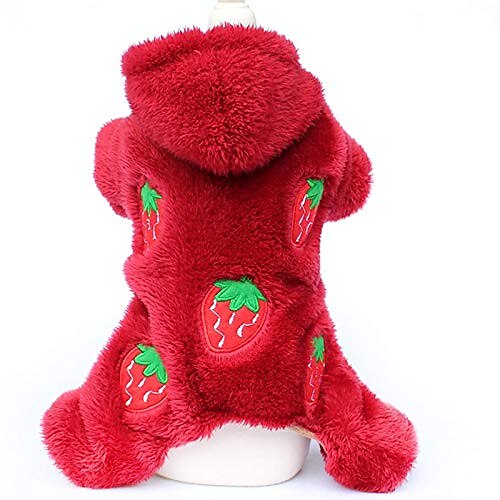 

pet Dog Sweater Classic Flannel Turtleneck Sweater Winter Warm Puppy Clothing Cute Strawberry and Heart-Shaped Puppy Sweater