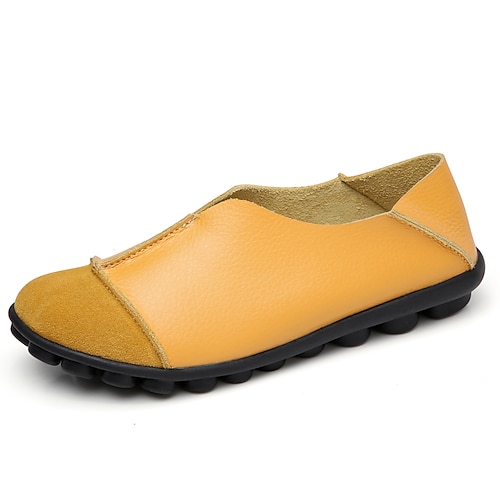 

Mulheres Slip-Ons Sapatos Confortáveis Tamanhos Grandes Casa Diário Verão Presilha Sem Salto Ponta Redonda Casual Minimalismo Couro Mocassim Cor Sólida Preto Amarelo Pêssego