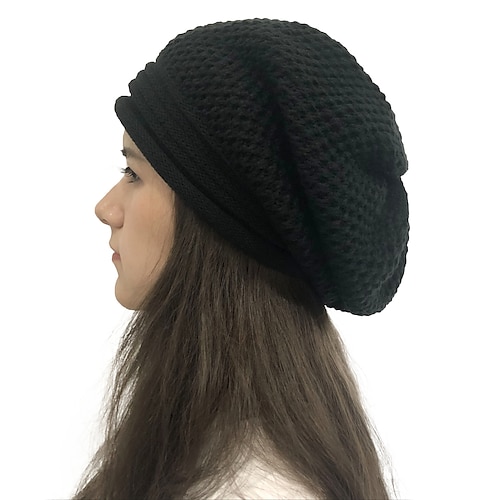 

Mulheres Chapéu Beanie / Slouchy Preto Vinho Cinzento Claro Ao ar livre Casa Rua Tricotado Cor imaculada Portátil A Prova de Vento Conforto