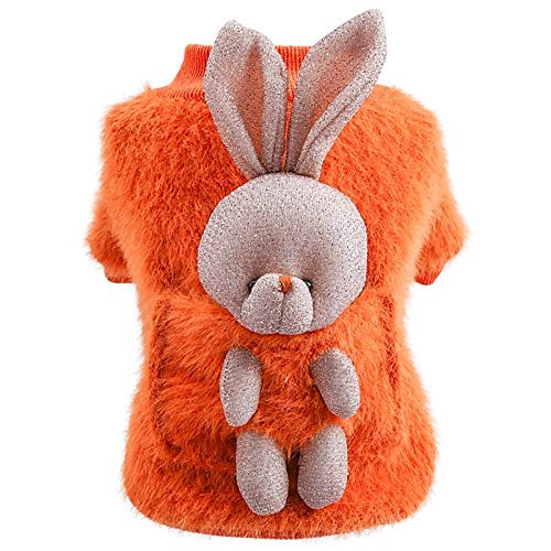 

Dog Winter Sweater Cat Warm Clothes, Pet Autumn Winter Pocket Rabbit Patched Sweater Two-Legged Dog Cat Clothes for Cats or Dogs in Cold Season - Orange XS