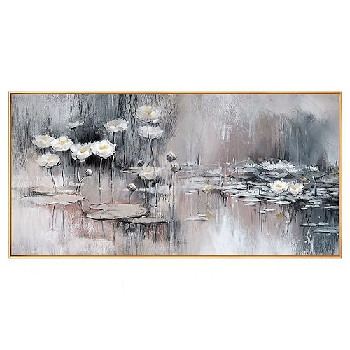 

Oil Painting Handmade Hand Painted Wall Art Impression Retro Lotus Abstract Home Decoration Decor Stretched Frame Ready to Hang