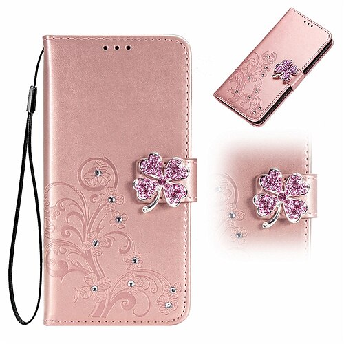 

Phone Case For Samsung Galaxy Full Body Case S22 S22 Plus S20 S10 Plus Samsung Note 10 Lite Portable Rhinestone Shockproof Graphic Solid Colored PU Leather