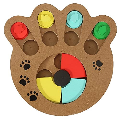 

Dog Puzzle Cat Interactive Puzzle Feeder, Pet Puppy Seek-A-Treat Shuffle Puzzle Mental Stimulation Treat Dispenser (Brown)