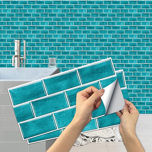 

European-style Retro Blue-green Spar Self-adhesive Tile Stickers Kitchen Stove Waterproof And Oil-proof Stickers House DIY Renovation Wall Stickers