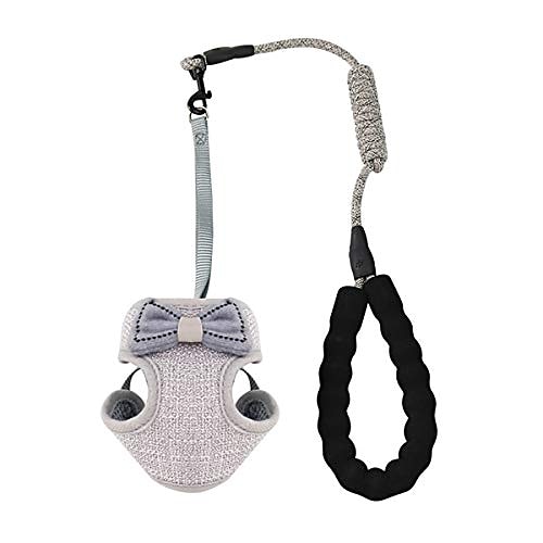 

Small Dog Kitten Bowtie Cat Clothes Lead Leash Harness Vest Bowknot Collar for Small Medium Pet Doggy Doggie Kitten(Grey)