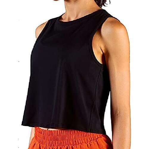 

Workout Tank Tops for Women Sleeveless Loose Fit Sport Yoga Shirts Athletic Running Plus Size(Black,6)