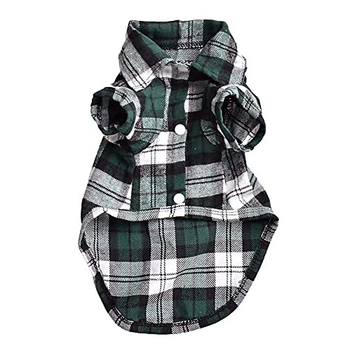 

1pc cane plaid shirt pet polo vestiti t-shirt, tutte le stagioni cane tee, costumi di natale strechy per piccole razze cucciolo di gatto (verde, xl)