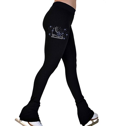 

Figure Skating Pants Women's Girls' Ice Skating Tights Leggings Outfits Black Fleece Spandex High Elasticity Training Practice Competition Skating Wear Thermal Warm Handmade Crystal / Rhinestone Ice