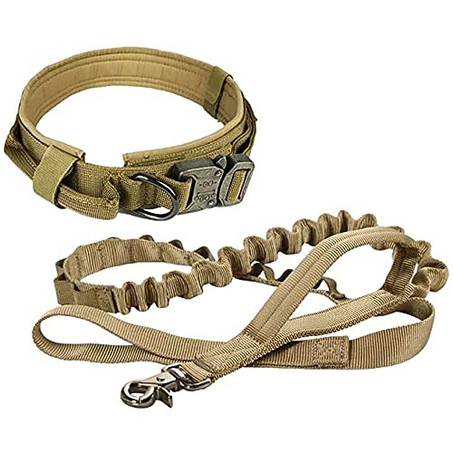 

Tactical Dog Collar and Leash Set Tactical Dog Collar.Adjustable Military Heavy Duty Nylon Dog Training Collar Leash Set with Control Handle and Metal Buckle for Training Medium Large Dogs