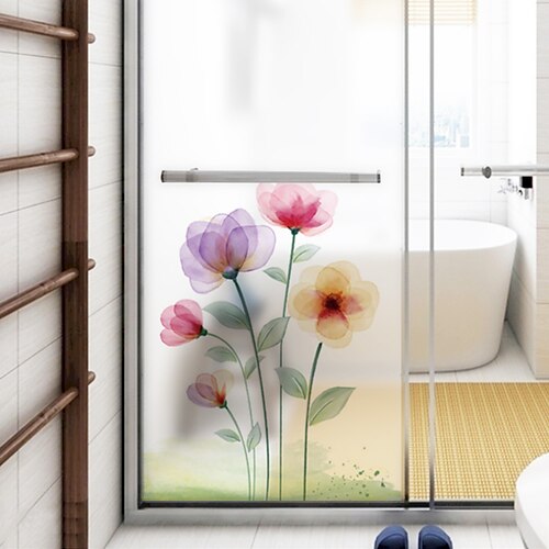 

Frosted Privacy Dream Flowers Pattern Window Film Home Bedroom Bathroom Glass Window Film Stickers Self Adhesive Sticker 116 x 60CM Wall Stickers for Bedroom Living Room