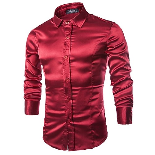 

Men's Vintage Shirt Regular Fit Long Sleeve Turndown Solid Colored Cotton Blend Black Purple Wine 2022