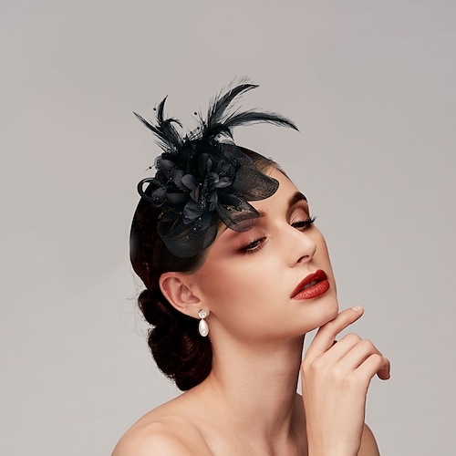 

Elegant & Luxurious Feathers Fascinators / Hats / Headwear with Floral 1pc Wedding / Horse Race / Ladies Day Headpiece