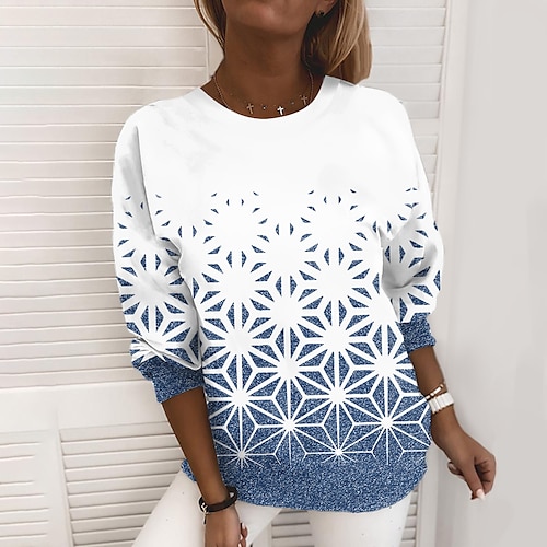 

Women's Sweatshirt Pullover Geometric Print Daily Sports 3D Print Active Streetwear Hoodies Sweatshirts Green Blue Purple