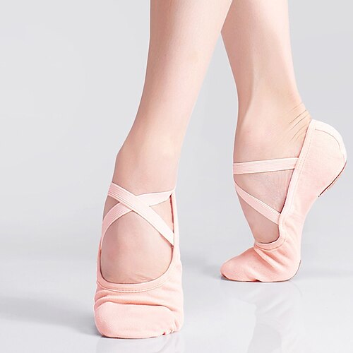 

Women's Ballet Shoes Practice Trainning Dance Shoes Performance Professional Flat Heel Round Toe Pink Elastic Band Slip-on Ballerina