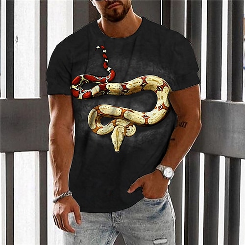 

Men's Unisex T shirt Tee Graphic Prints Snake Crew Neck Black 3D Print Daily Holiday Short Sleeve Print Clothing Apparel Designer Casual Big and Tall / Summer / Summer