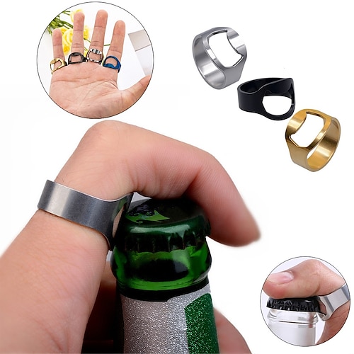 

2 Pieces 22mm Portable Mini Ring Beer Bottle Opener Stainless Steel Finger Ring-shape Bottle Beer Cap Opening Remover Kitchen Bar Tools