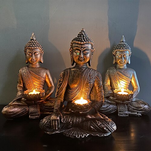 

Resin Crafts Buddha Statue Candle Holder Decoration Antique Creative Porch Home Spa Beauty Salon Decoration