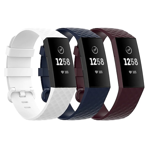 

3 Pack Smart Watch Band for Fitbit Charge 4 / Charge 3 / Charge 3 SE Silicone Smartwatch Strap Soft Elastic Breathable Sport Band Replacement Wristband