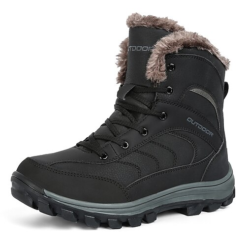 

Men's Hiking Shoes Sneakers Fleece Lining Hiking Climbing Leather Winter Black Brown