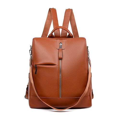 

Women's Mini Backpack PU Leather Solid Color Large Capacity Waterproof Zipper Daily Office & Career Black Khaki Brown