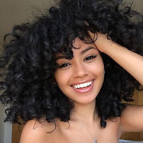  PHOENIXFLY Short Loose Curly Wigs Heat Resistant