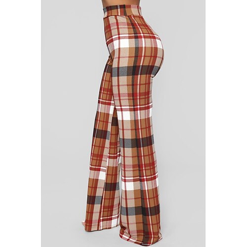 

new product wish amazon european and american hot style fashion three-color plaid printed wide-leg pants ladies casual pants in stock