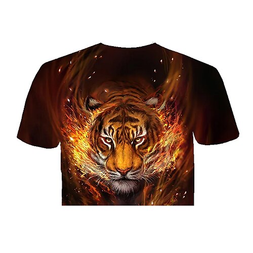 O rei dos animais tigre 3d impresso novo verão casual rua hip-hop em torno  do pescoço manga curta tamanho grande solto camisetas